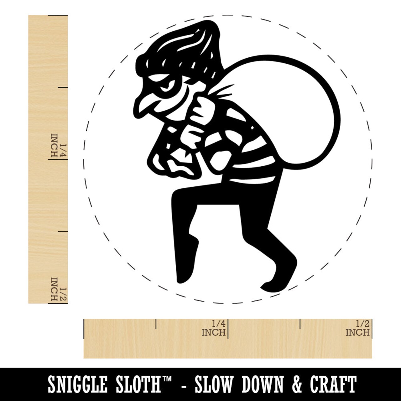 Sneaky Thief Robber with Sack Rubber Stamp for Stamping Crafting Planners
